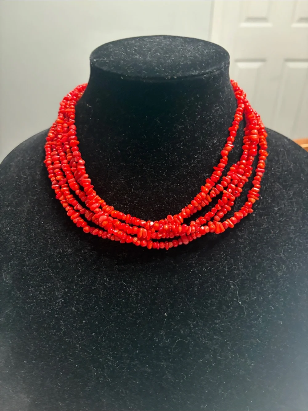 American West Vintage Relios Carolyn Pollack Coral Nugget 5 strand Necklace